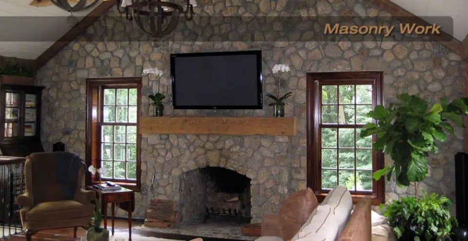 masonry stonewall and chimney